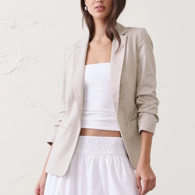 outerwear Women's Linen-Blend Hayden Blazer Banana Republic Factory $120