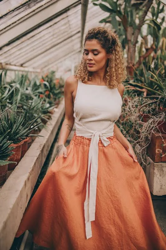 sleeveless top Women's Linen Double Wrap Tank Top VisibleArt $62