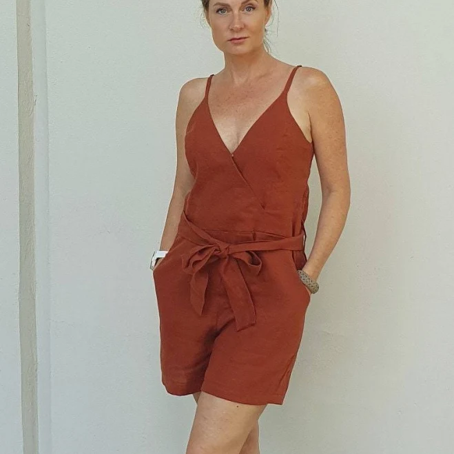 romper Women's Linen Short Jumpsuit Etsy - Seller $129.24