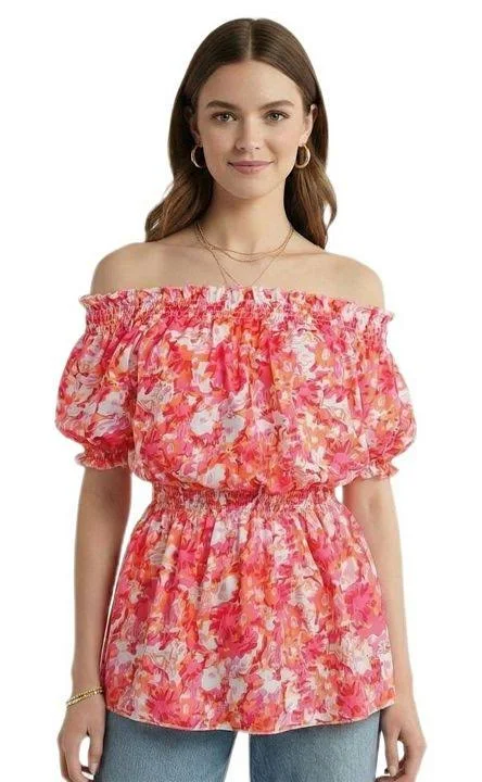 top Women's Off The Shoulder Smocked Ruffle Peplum Top Kohl's $30.59