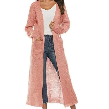 sweater Women's Oversized Open Chunky Knit Cardigan with Pockets Walmart - UPPADA Fashion $27.99