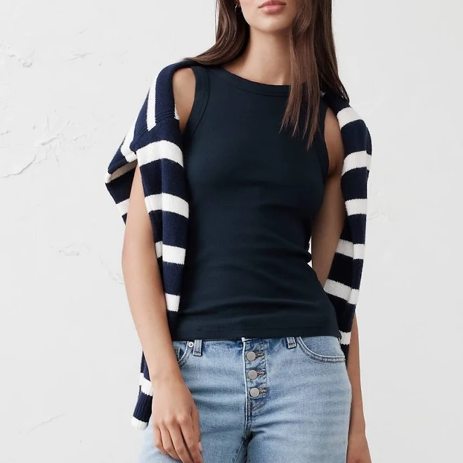 top Women's Ribbed Racer Tank Banana Republic Factory $15