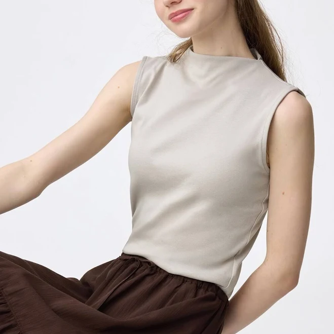 top Women's Sleeveless Mock Neck T-Shirt GU USA $14.9