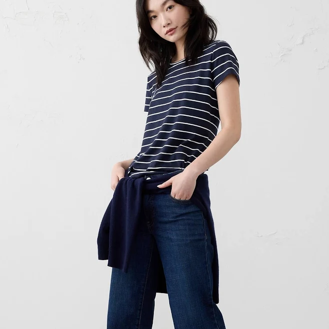 top Women's Timeless Crew-Neck T-Shirt Banana Republic Factory $7.5
