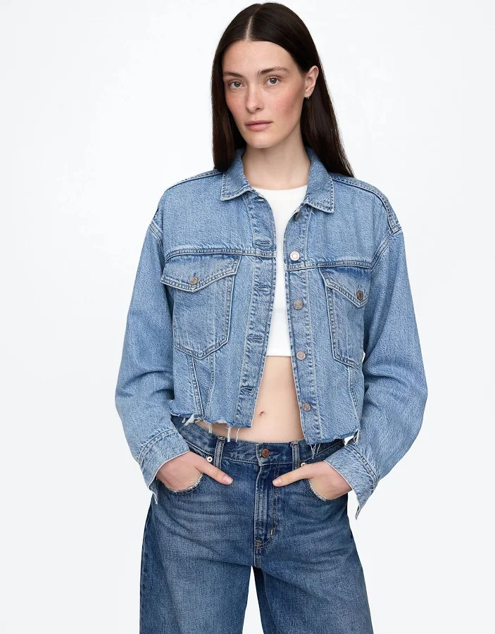 outerwear Women's Ultrasoft Icon Denim Crop Jacket by Gap Gap $53