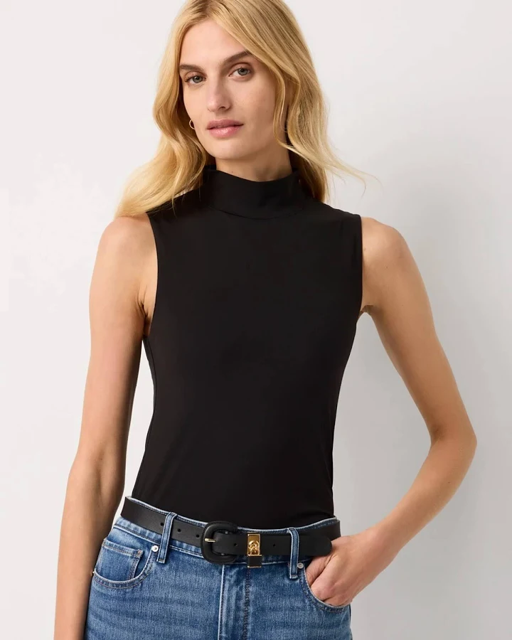 top Women's White House Black Market All Ways Stretch Mock Neck Tank Top in Black White House Black Market $46.5