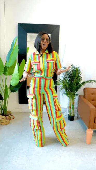 matching set Ụzọka Aso oke Cargo Pants and Crop Top Set – Stylish and Sophisticated Dua Menka $179.99