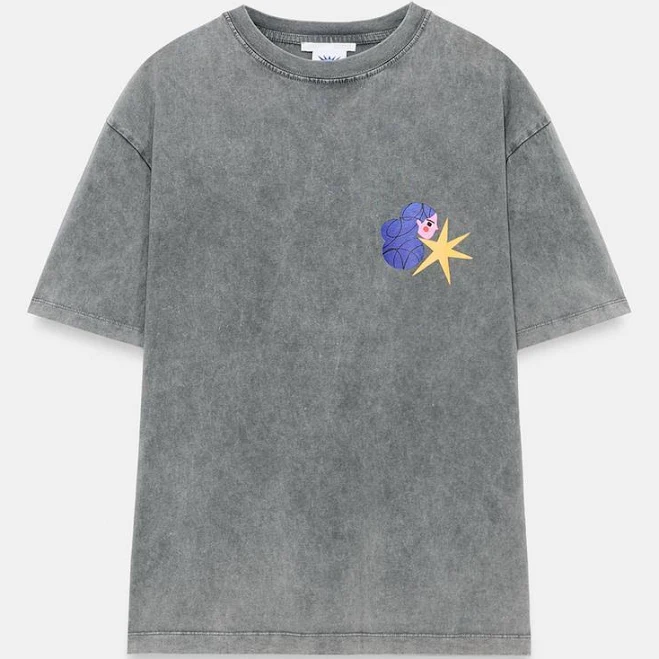 t-shirt Zara Washed Effect Agustina Shuan Print T-Shirt Zara USA $39.9
