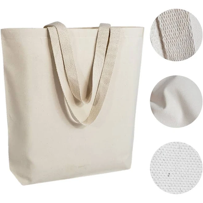 Cotton Canvas Tote Bags with Contrast Handles