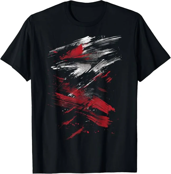 Red And Black Dynamic Splatter Graphic T-shirt