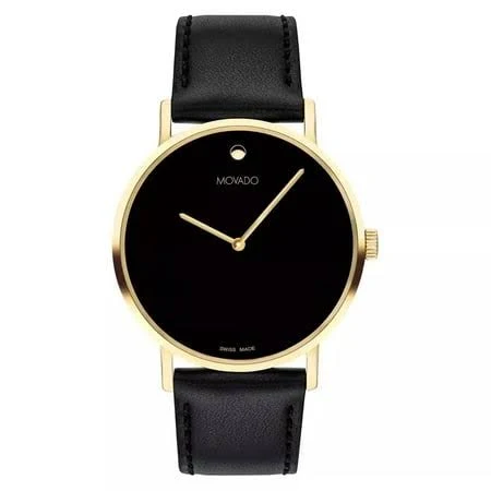 Movado Signature Yellow Gold Watch with Leather Band