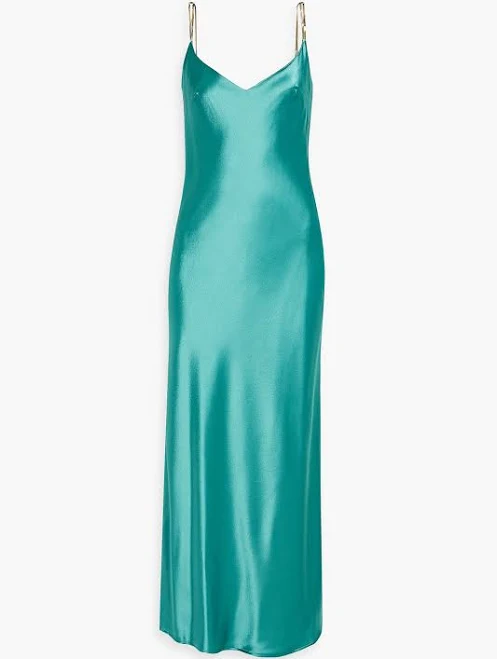 Galvan Chain-Trimmed Satin Maxi Slip Dress