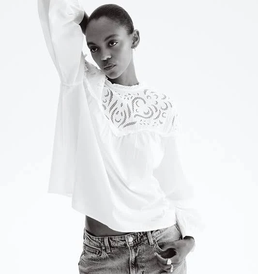 H&M Ladies Eyelet Embroidery Blouse