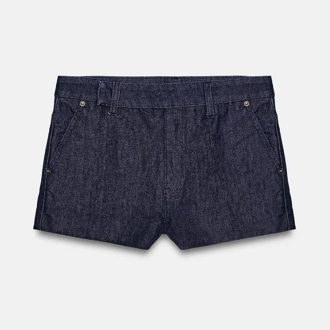 Zara Trf Mid-Rise Denim Shorts