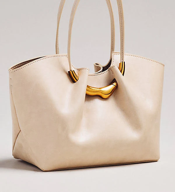 Anthropologie Molten Hardware Shiny Textured Tote