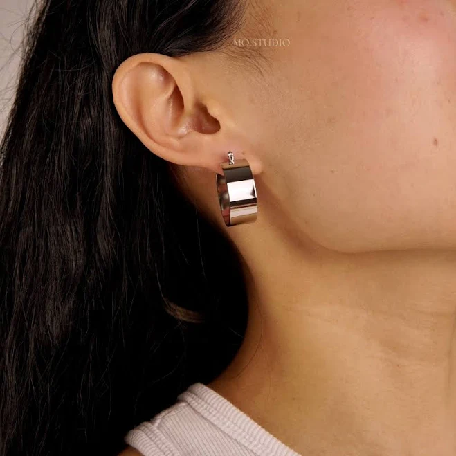 Chunky Silver Hoop Earrings