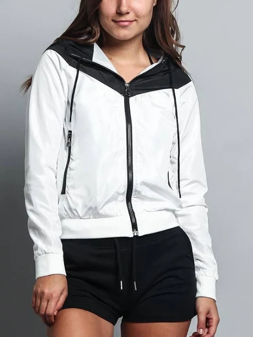 Women's Color Block Hooded Windbreaker Jacket