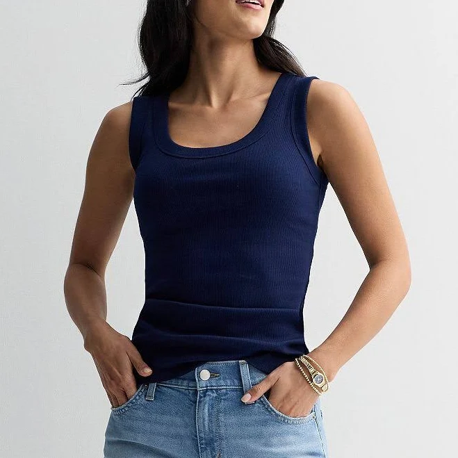 Women's Sonoma Goods For Life Ribbed Scoop Neck Tank Top, Size: Large, Seattle Navy