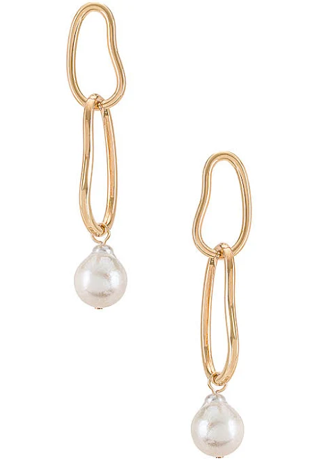 Ettika 18k Gold Plated Mara Dangle Pearl Earrings