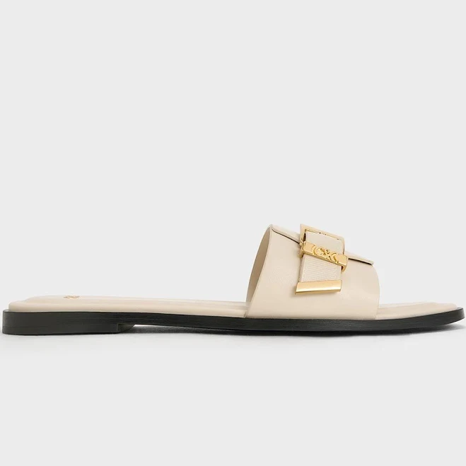 Charles & Keith Whitney Leather Slide Sandals