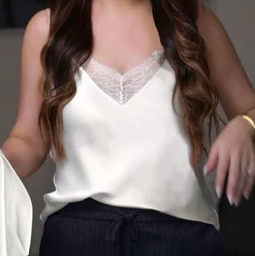 Lilysilk Women's V Neck Lace Silk Camisole