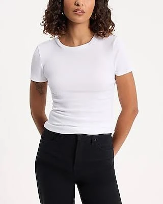 Express Women's Fitted Ribbed Crew Neck Short Sleeve T-Shirt