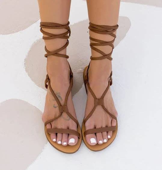 Chloe Gladiator Leather Ankle Tie Sandals