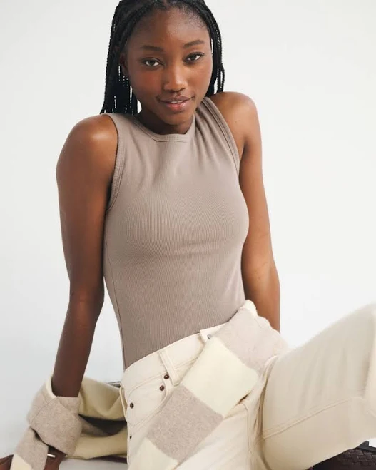 Abercrombie & Fitch Women's Bra-Free Rib High-Neck Tank