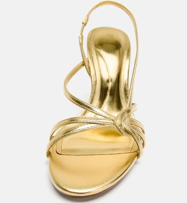 Zara Laminated Strap Heeled Sandals