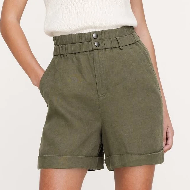 Banana Republic Women's 3.5" Linen Double-Waistband Shorts
