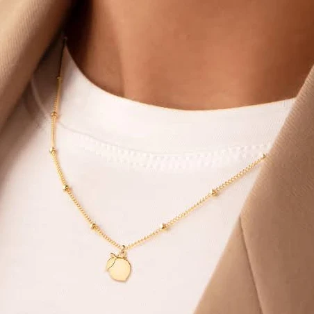 Lemon Charm Beady Chain Necklace