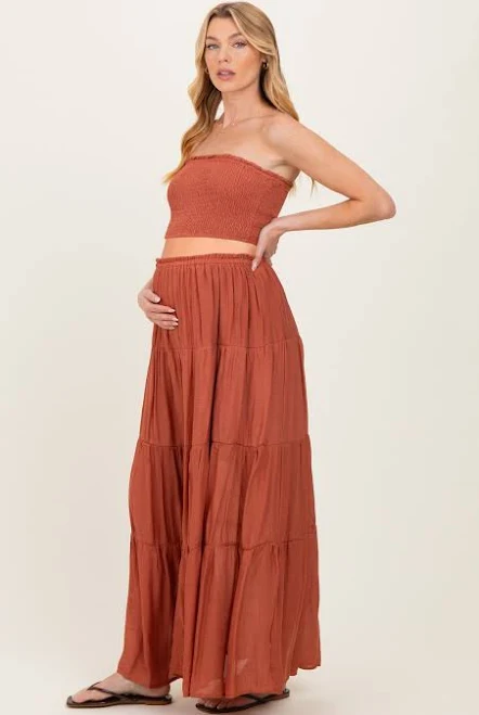 Hyfve Maternity Smocked Tube Top Tiered Skirt Set