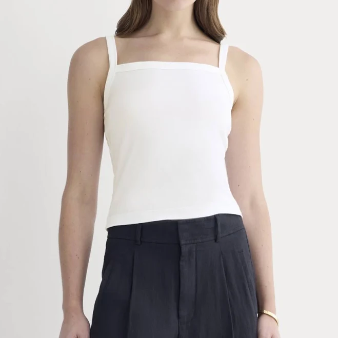 Everlane Essential Square-Neck Cotton Tank Top