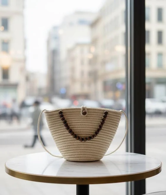 Organic Wooden Bead Crossbody