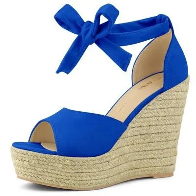 Blissful Step Women's Espadrilles Tie Up Ankle Strap Sandals