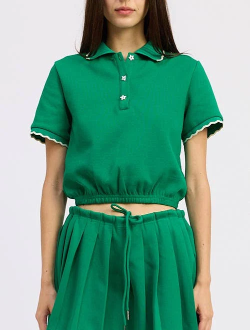 JACQUIE THE LABEL Women's Sonnet Crop Cotton Blend Polo