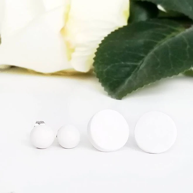 Minimalist White Clay Stud Earrings