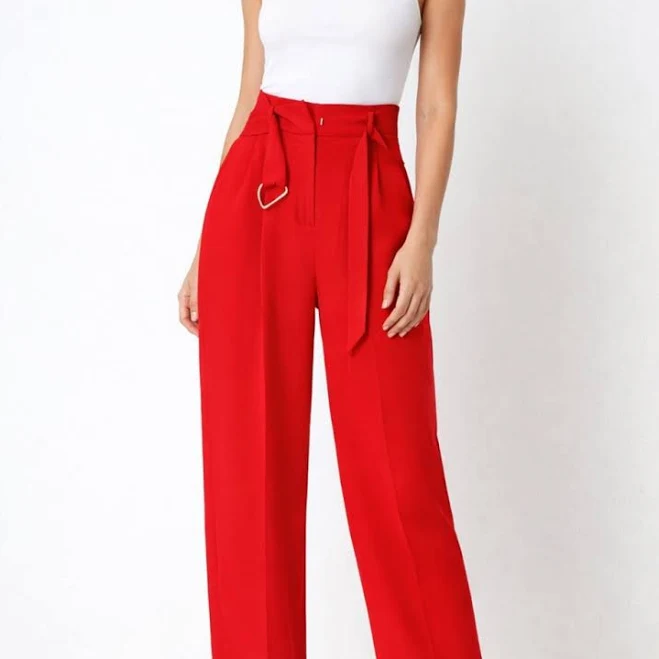 Zara Pants & Jumpsuits | Zara Orange High-Waist Wide-Leg Paperbag Trousers With Tie Belt | Color: Orange | Size: Xs | Fabiola1981's Closet