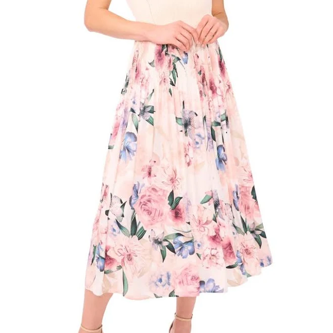 Ted Baker Aria Floral Pleated Mid Length Skirt
