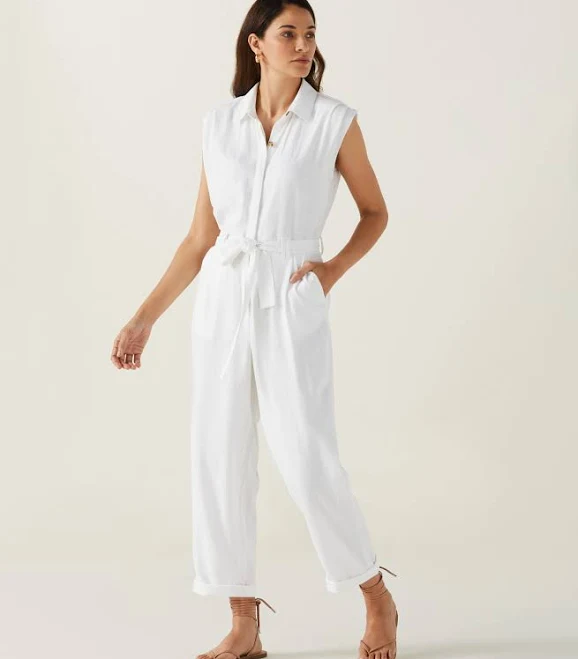 Ella by Rafaella Women's Linen Blend Jumpsuit