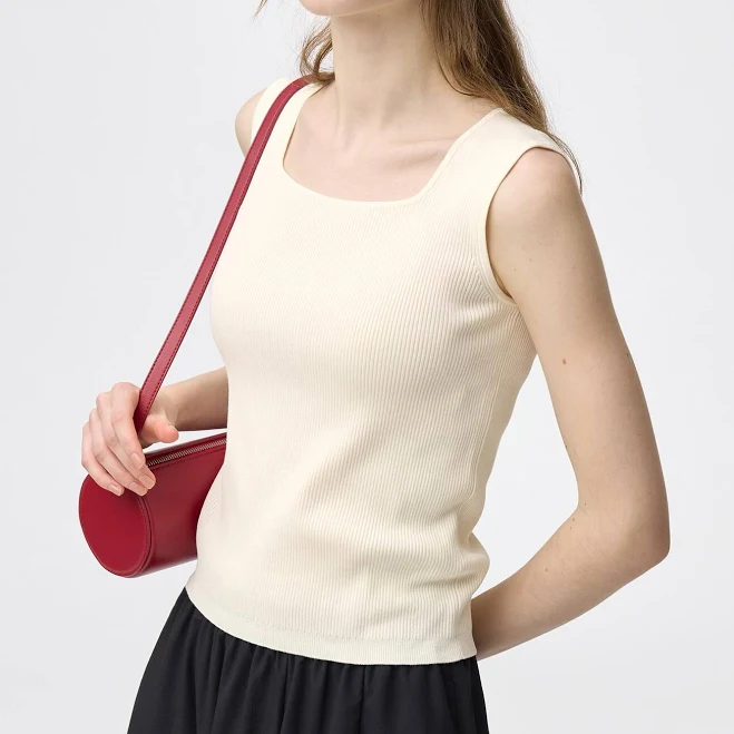 Women's Ribbed Knitted Square Neck Tank Top
