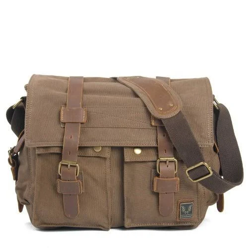 Canvas and Leather Rugged Messenger Bag