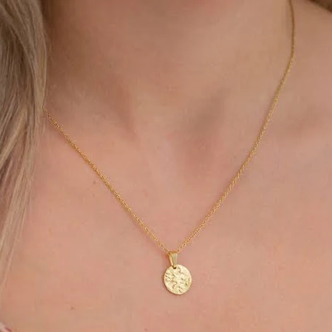 Hammered Disc Charm Necklace