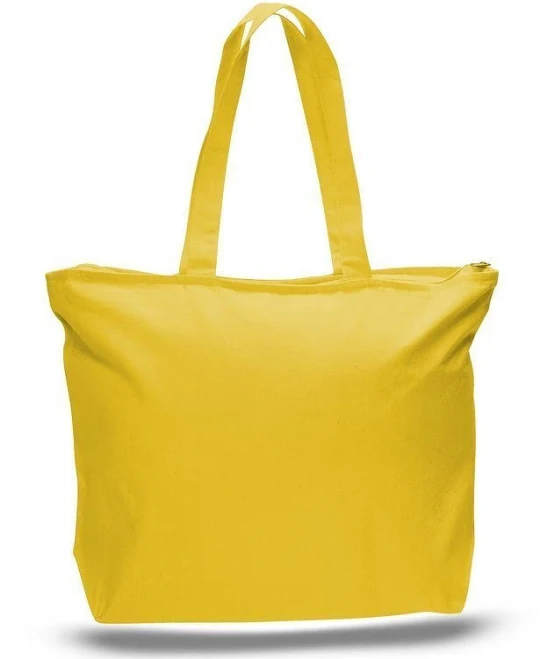 Heavy Zippered Canvas Tote Bag