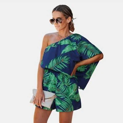 Cupshe Women's Tropical One-Shoulder Romper