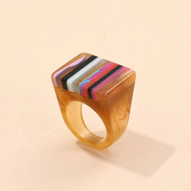 Safina Colorful Stripe Acrylic Resin Rings