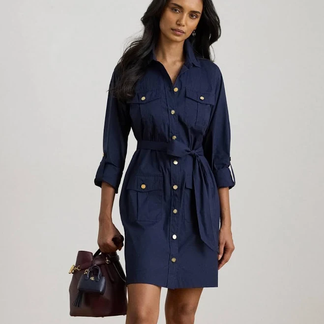 Lauren Ralph Lauren Women's Roll-Tab Sleeve Shirt Dress - Refined Navy - Size 1