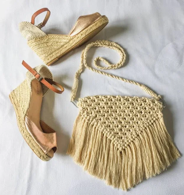 Macrame Cotton Fringe Crossbody Bag