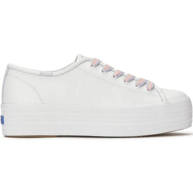 Classic white leather low-top sneakers with a subtle platform