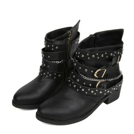 Women's Studded Block Heel Ankle Boots
